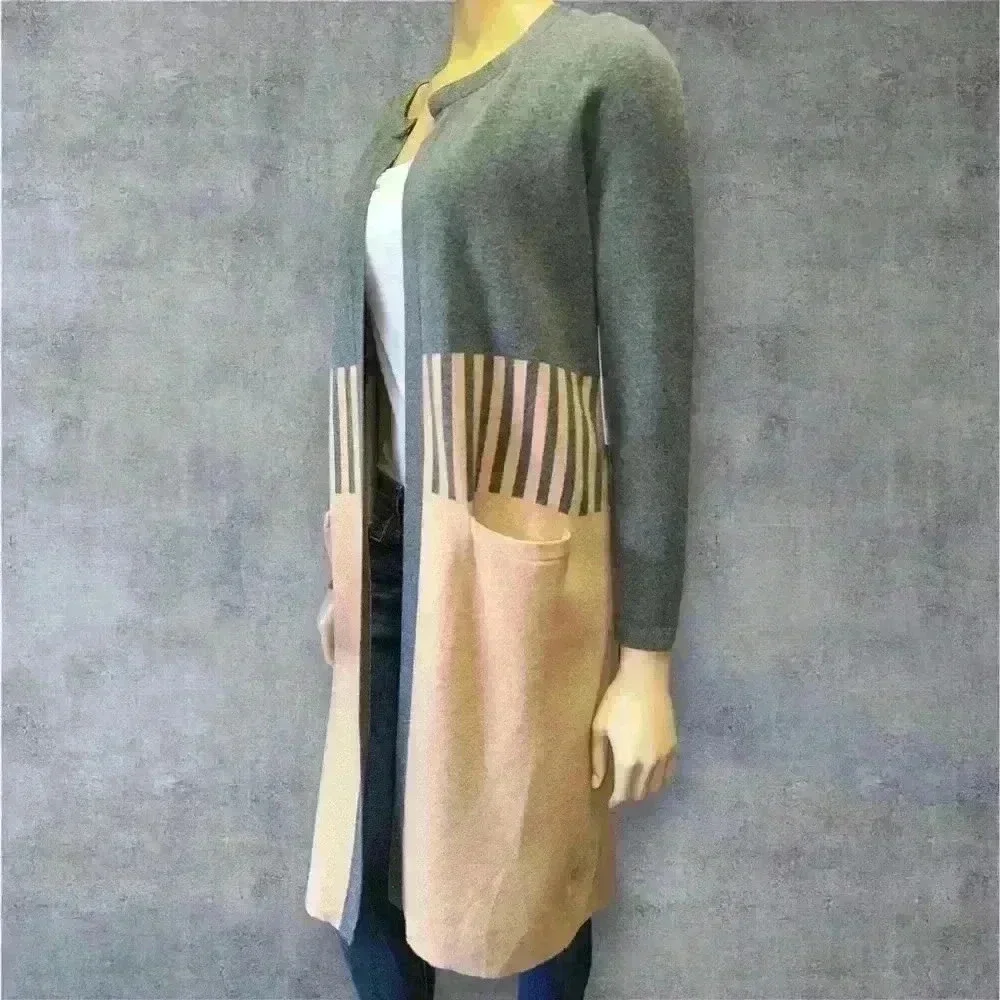 NWT Liz Claibourne women’s long caramel heather cardigan with pockets size M
